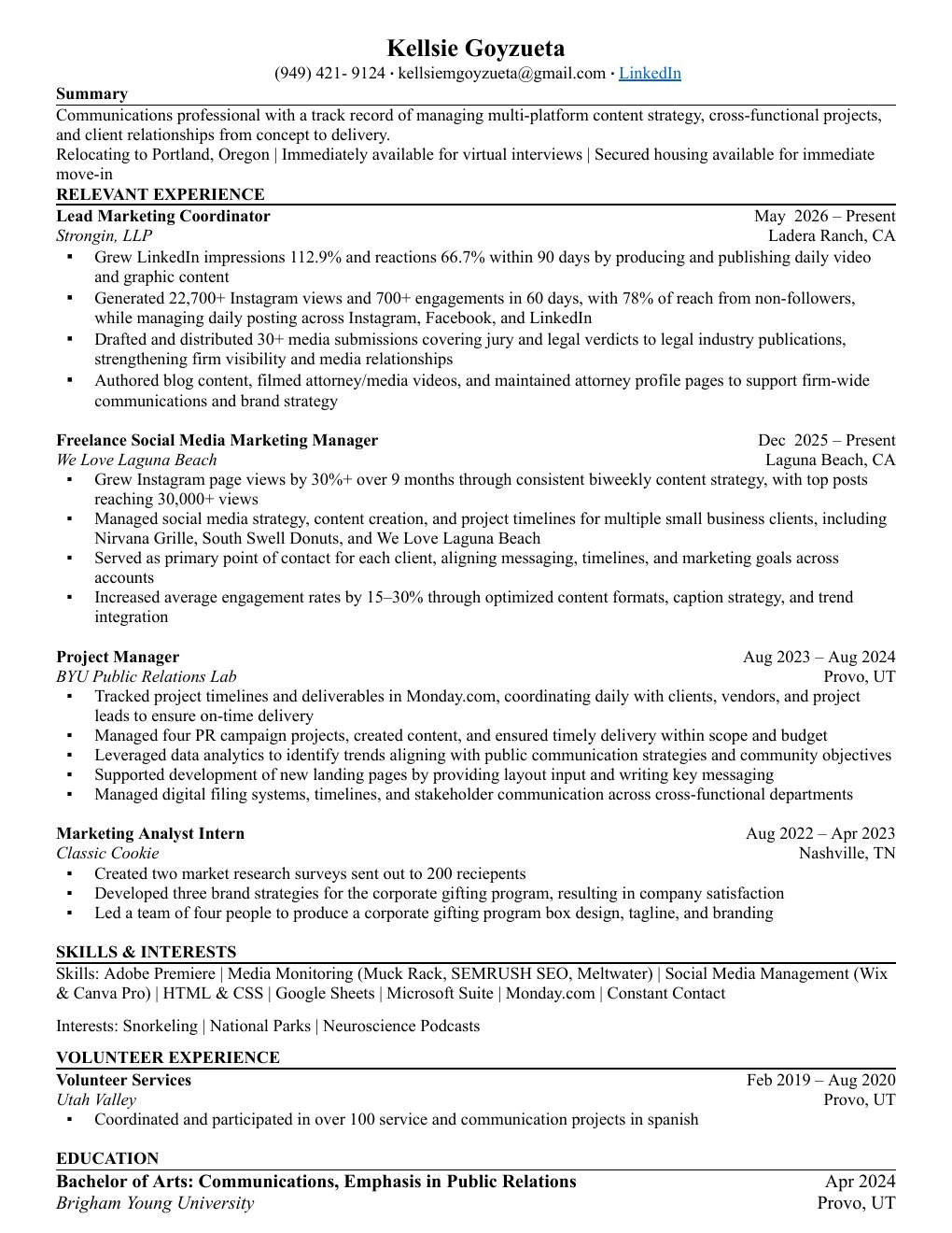 Kellsie Goyzueta resume